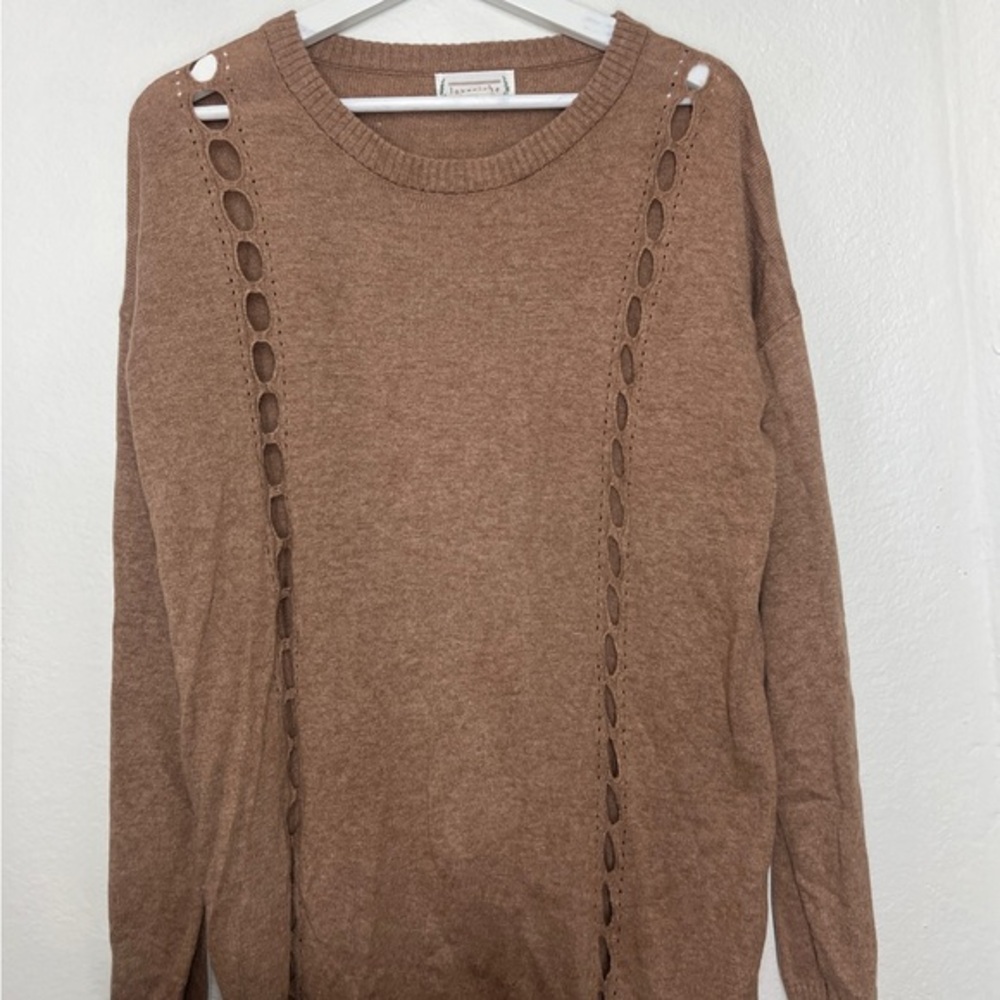 Brown Sweater with Cutout Details - LARGE